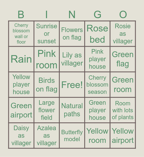 Spring Dream Address Bingo! Bingo Card