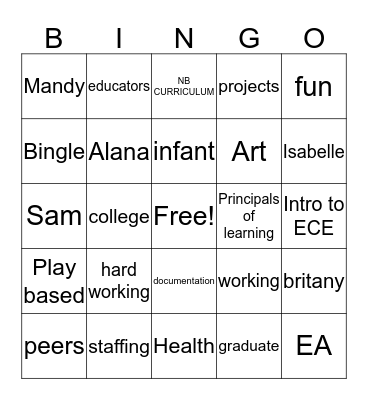 ece Bingo Card