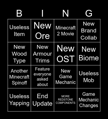 Minecraft LIVE - March 2026 Bingo Card
