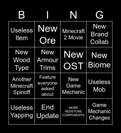 Minecraft LIVE - March 2026 Bingo Card