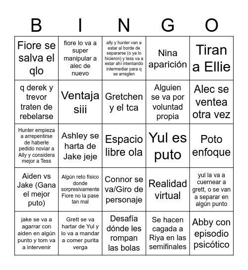 Los ridículos estos Bingo Card