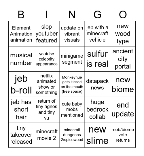 MC live 2026 bingo Card