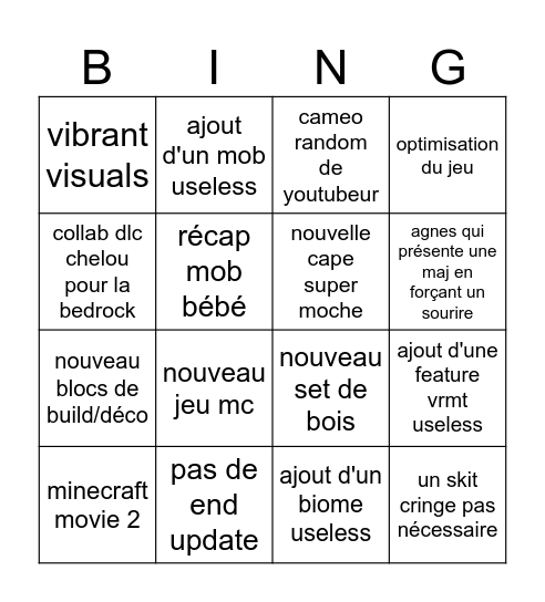 minecraft live 2026 Bingo Card