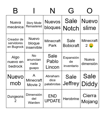 MINECRAFT LIVE 2026 1 Bingo Card
