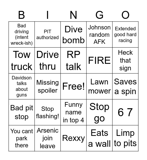12 hr seb Bingo Card