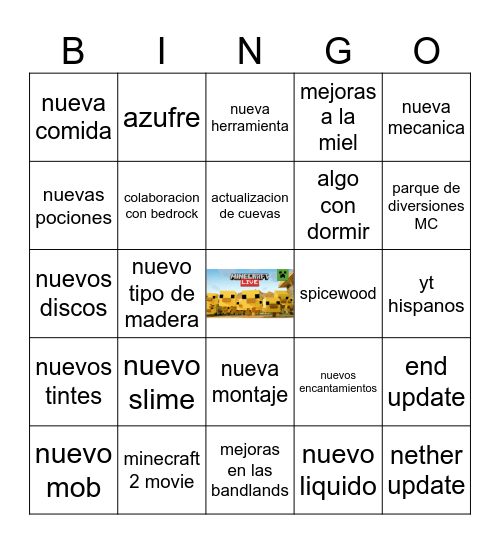 Minecraft Live Marzo de 2026 Bingo Card