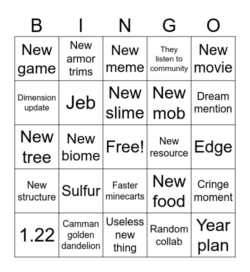 Minecraft live: 21/03/2026 Bingo Card