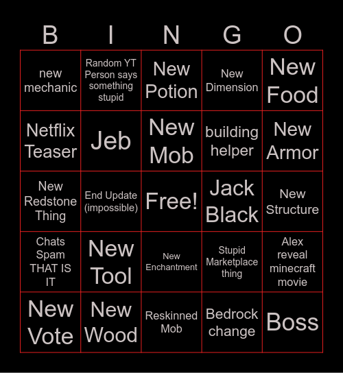 MC Live Bingo Card