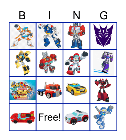 Transformers Bingo Card