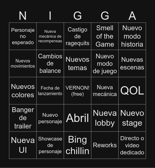 Strive 2.0 Trailer Bingo Card