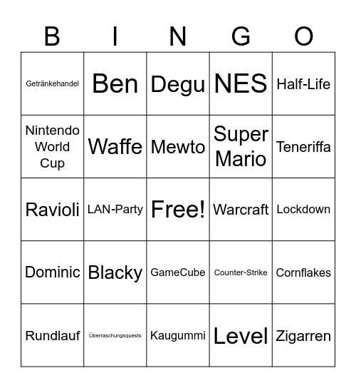 lvl 40 Bingo Card