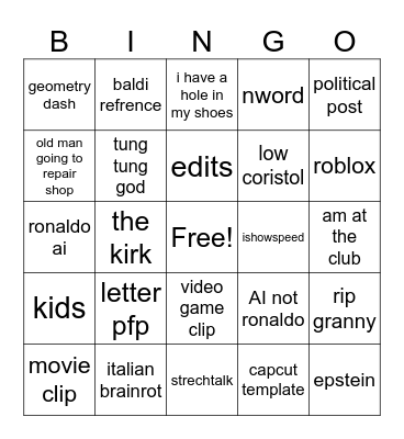 TIK TOK Bingo Card
