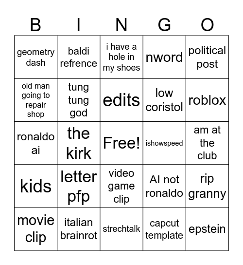 TIK TOK Bingo Card