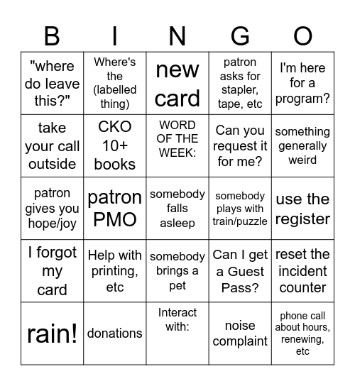 March Bingo Card