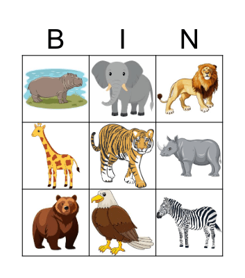 ANIMAL WORLD Bingo Card