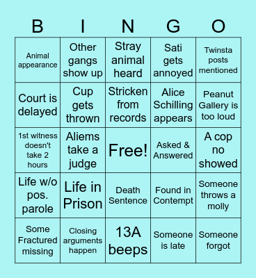 Diamond v. Death 2 Bingo Card