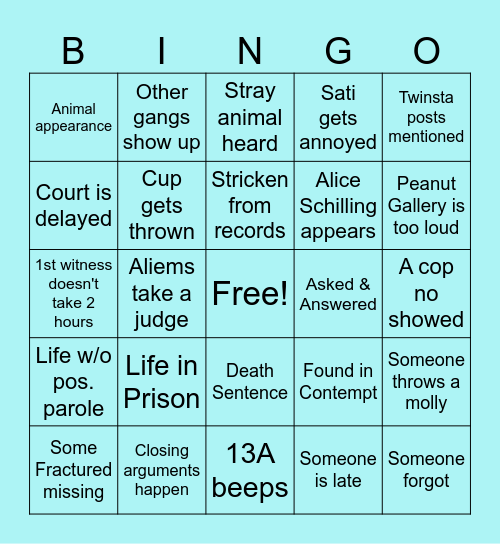 Diamond v. Death 2 Bingo Card