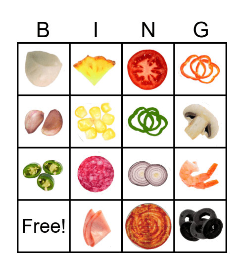 PIZZA TIME Bingo Card