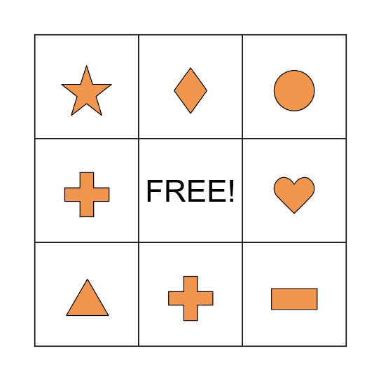 SHAPE SORTING Bingo Card