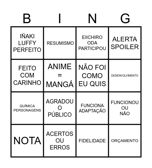 BINGO BURRISMO NIP ICE Bingo Card