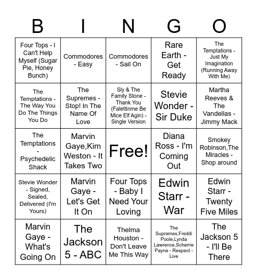 MOTOWN! Bingo Card