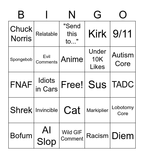 Reels Bingo v3 Bingo Card