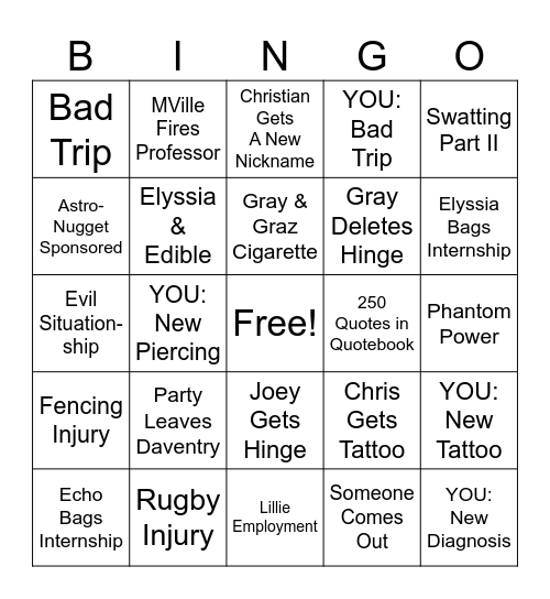 2026 Bingo Card