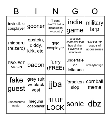 jjs avatar bingo Card