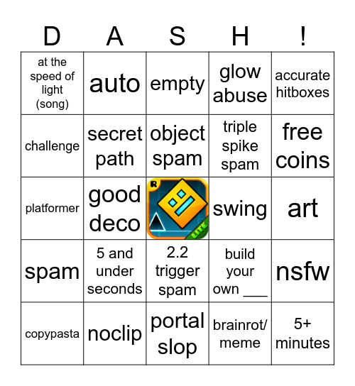 Recent Tab Bingo (Geometry Dash) Bingo Card