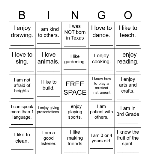 My Community Bingo Card