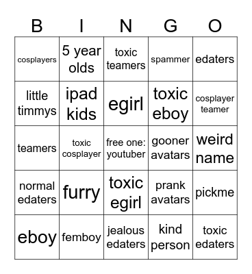 roblox bingo Card