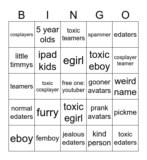 roblox bingo Card