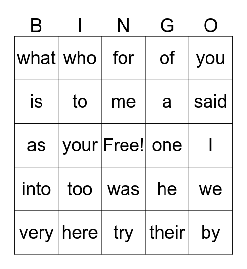 TRICK WORDS Bingo Card