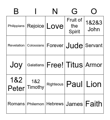Letters from Heaven Bingo Card