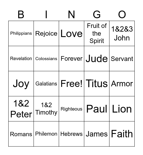Letters from Heaven Bingo Card