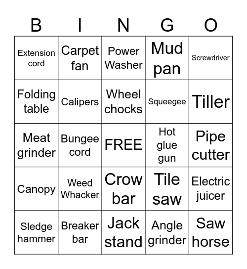 Chicago Tool Library Bingo Card