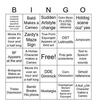 DnB Movie Bingo Card