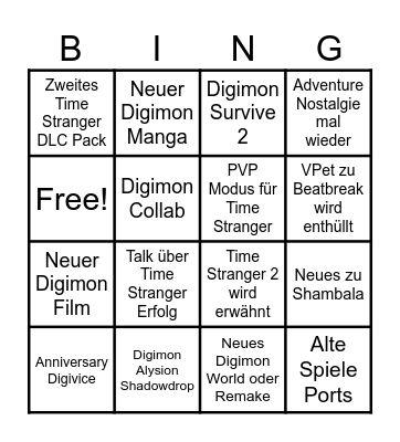 Digimon Con 2026 Bingo Card