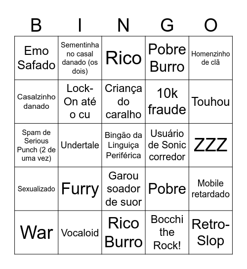 Bingão da Linguiça Bingo Card