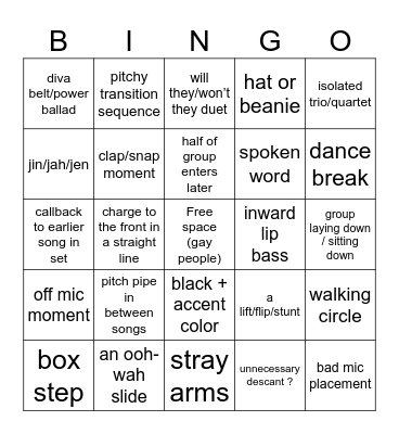ICCA Semis Bingo Card