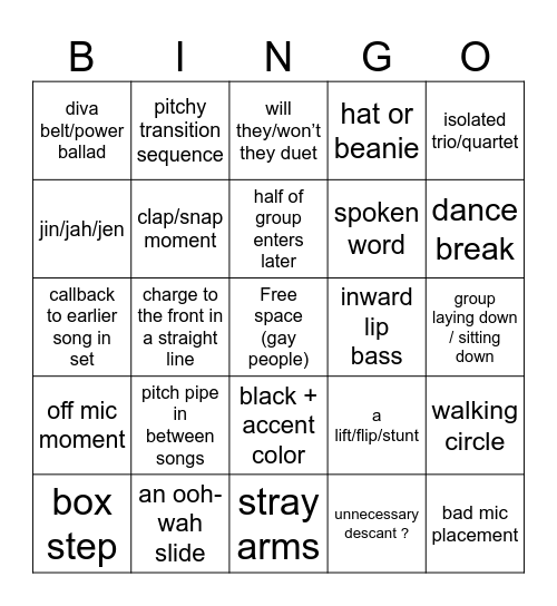 ICCA Semis Bingo Card