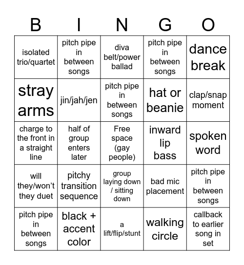 ICCA Semis Bingo Card