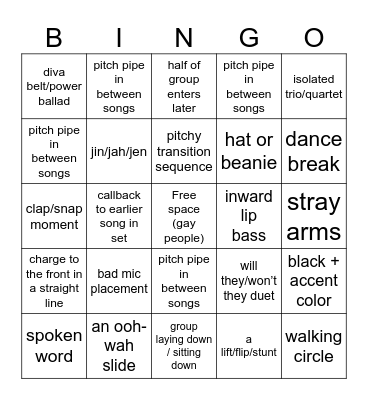 ICCA Semis Bingo Card