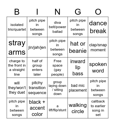 ICCA Semis Bingo Card