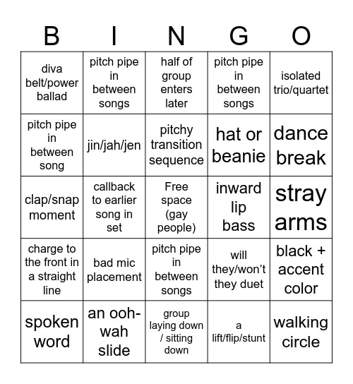 ICCA Semis Bingo Card
