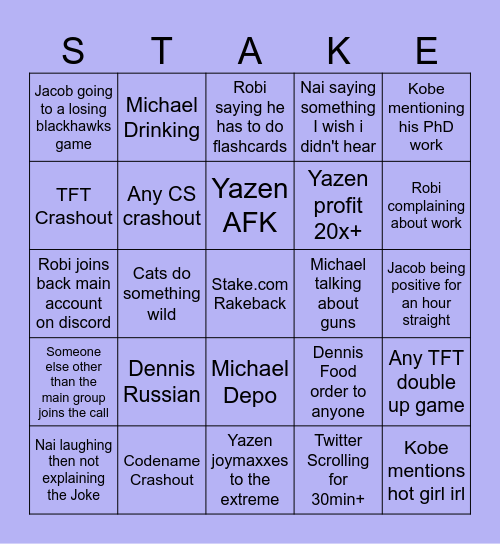 Stake.com Bingo #2 Bingo Card