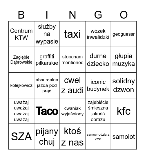 stopcham Bingo Card