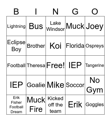 Tangerine Bingo Card