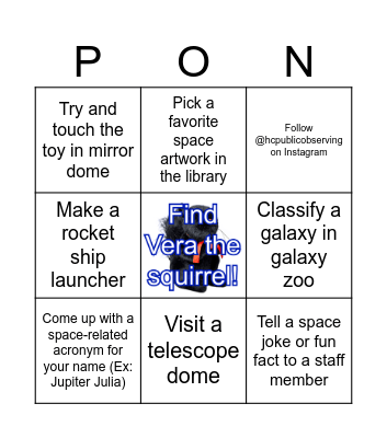 Public Observing Night! Bingo Card