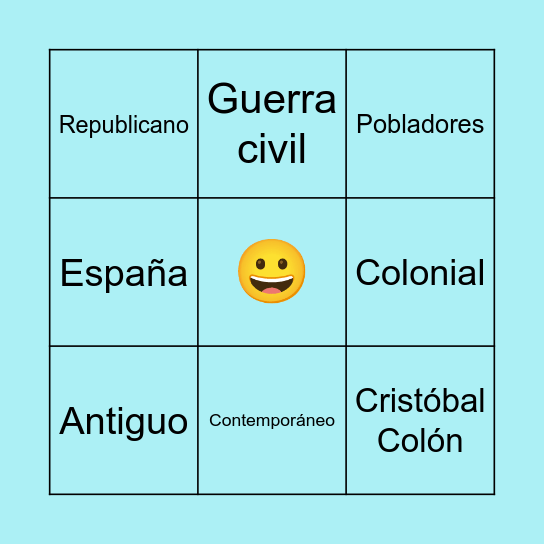 Bingo Períodos de Costa Rica Bingo Card